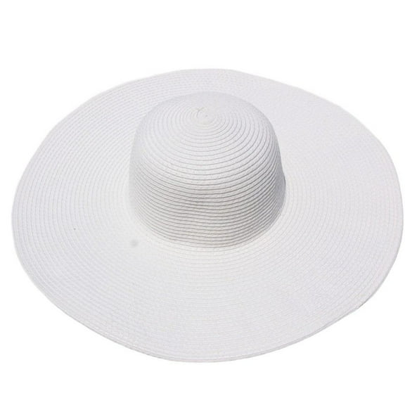Fgnfyis Women's Korean Style Oversized Sun Hat Wide Brim Straw Floppy Foldable Cap for Beach Summer Outdoor Activities White One Size