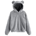 thumbnail image 1 of Fgnfyis Women's Long Sleeve Solid Hoodie Coat Warm Bear Shape Fuzzy Hooded Sweatshirt Warm Winter Hoodie Grey XXXXXL, 1 of 4