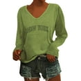 thumbnail image 1 of Fgnfyis Women's Long Sleeve T-Shirt Soft Casual Loose Fit Pocket Detail Flip Hem Comfortable Basic Top for Everyday Wear Green M, 1 of 4