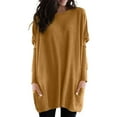 thumbnail image 1 of Fgnfyis Women's Long Sleeve T-Shirt Soft Casual Loose Fit Pocket Detail Flip Hem Comfortable Basic Top for Everyday Wear Yellow XXXXXL, 1 of 5