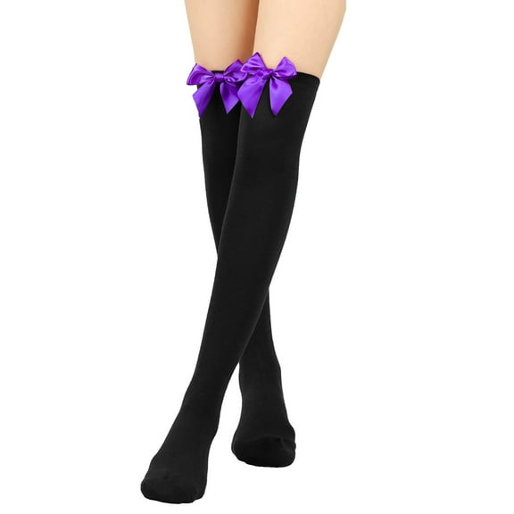 Fgnfyis Women's Long Socks Bowknot Pure Color Thigh High Socks Over The Knee for Festival Christmas Comfortable and Stylish PP2