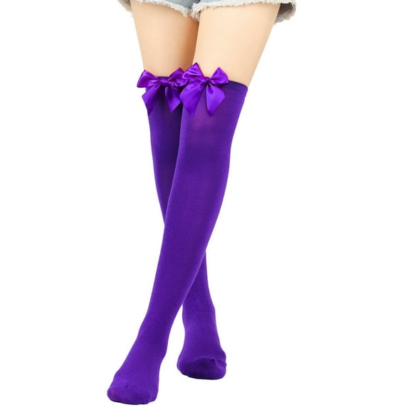 Fgnfyis Women's Long Socks Bowknot Pure Color Thigh High Socks Over The Knee for Festival Christmas Comfortable and Stylish PP5