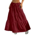 thumbnail image 1 of Fgnfyis Women's Loose A-Line Skirt with Fashion Elastic Waist and Tie Belt for a Comfortable and Stylish Ensemble Red L, 1 of 6