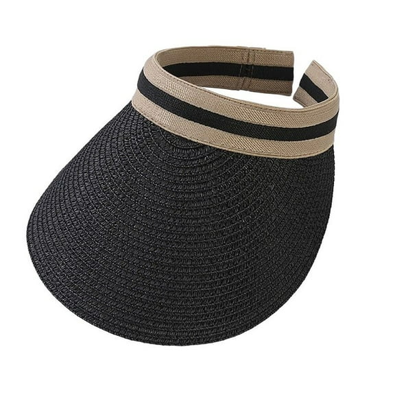 Fgnfyis Women's Men's Woven Sliding Sun Visor Adjustable Sports Summer Cap Sunshade Hat Black One Size