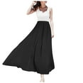 thumbnail image 1 of Fgnfyis Women's Metallic Shiny Maxi Skirts Lightweight Flowy Skirt for Summer Beach Holiday Long Skirt Sheen Black S, 1 of 5