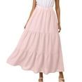 thumbnail image 1 of Fgnfyis Women's Mid Length Skirt with Pockets High Elasticity Waist Flowing Ruffles Casual Summer Bohemian Style A-Line Skirt Pink XL, 1 of 4