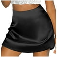 thumbnail image 1 of Fgnfyis Women's Mini A-Line Skirt with High Waist Zipper Detail Satin Ribbon Lined Polished Casual Wear Black L, 1 of 8