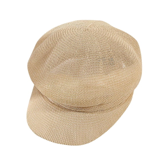 Fgnfyis Women's Paper Straw Balloon Hat Peaked Sun Hat Flat Top Newsboy Style Cap Womens Hats Beige