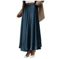 thumbnail image 1 of Fgnfyis Women's Satin High Waist Skirts Summer Fall Outfits Elegant Party Flowy A-line Maxi Skirt formal Blue XL, 1 of 7