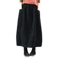 thumbnail image 1 of Fgnfyis Women's Skirt Autumn Winter Corduroy Midi Long Skirts Female Elastic Waist A-Line Pleated Design for Warmth Black XL, 1 of 6