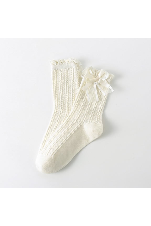 Socks for Women Double Layer Bow Mid Tube for Girls Fashion Statement WH2