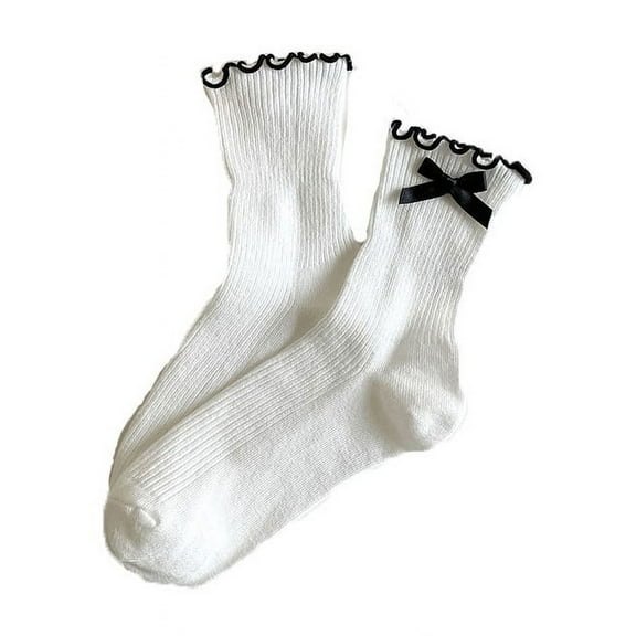 Fgnfyis Women's Socks with Bow Detail Crew Socks Socks Breathable Soft Socks for Girls Style Light Purple One Size