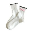thumbnail image 1 of Fgnfyis Women's Socks with Bow Detail Crew Socks Socks Breathable Soft Socks for Girls Style White One Size, 1 of 4