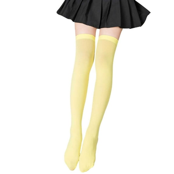 Fgnfyis Women's Solid Color Casual Breathable Sweat Absorbent Long Stockings Tights for Women Yellow