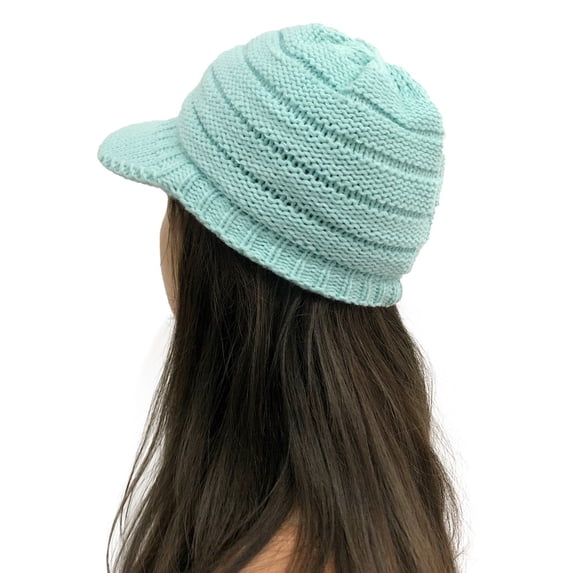 Fgnfyis Women's Solid Color Crochet Knit Peaked Cap with Stitching Outdoor Hat Womens Hats Mint Green