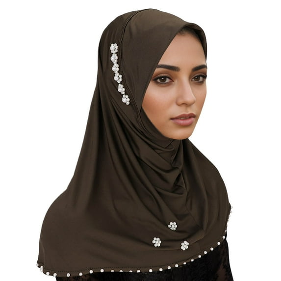 Fgnfyis Women's Solid Color Elastic Hijab Headband Stretchable Fashionable Headwear Scarf Wrap Accessory Army Green One Size