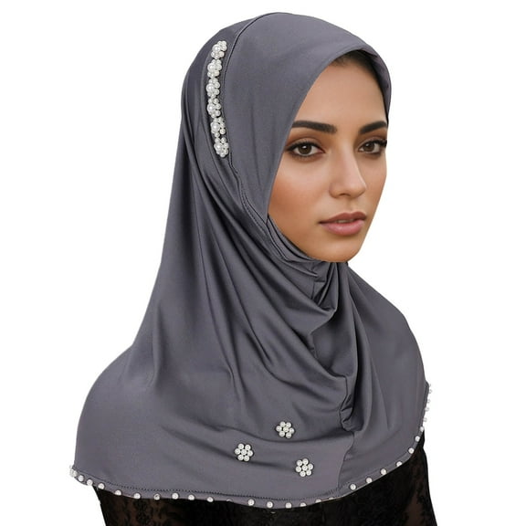Fgnfyis Women's Solid Color Elastic Hijab Headband Stretchable Fashionable Headwear Scarf Wrap Accessory Grey One Size
