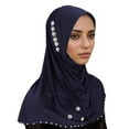 thumbnail image 1 of Fgnfyis Women's Solid Color Elastic Hijab Headband Stretchable Fashionable Headwear Scarf Wrap Accessory Navy One Size, 1 of 3