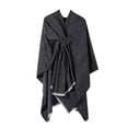 thumbnail image 1 of Fgnfyis Women's Solid Color Knitted Shawl Wrap Scarf Warm Autumn Winter Cape Style Comfort Black A, 1 of 2