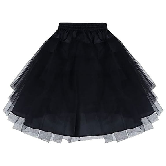 Fgnfyis Women's Solid Color Layered Petticoat Lady's Tutu Skirt Underskirt Pouffant Short Skirt No Hoop Black M