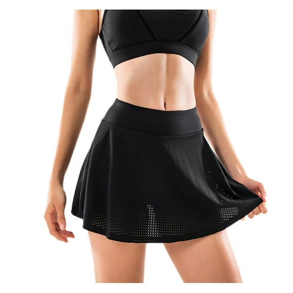Fgnfyis Women's Sport Skirt Fashion Plus Size YogA-lined Pants Shorts Tie Athletic Skirt High Waisted for Running Fitness Black L