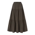 thumbnail image 1 of Fgnfyis Women's Spring Summer Casual High Waist Linen Solid Pleated Loose Swing Half Length Skirt Flowy Midi Skirt Brown XXXL, 1 of 6