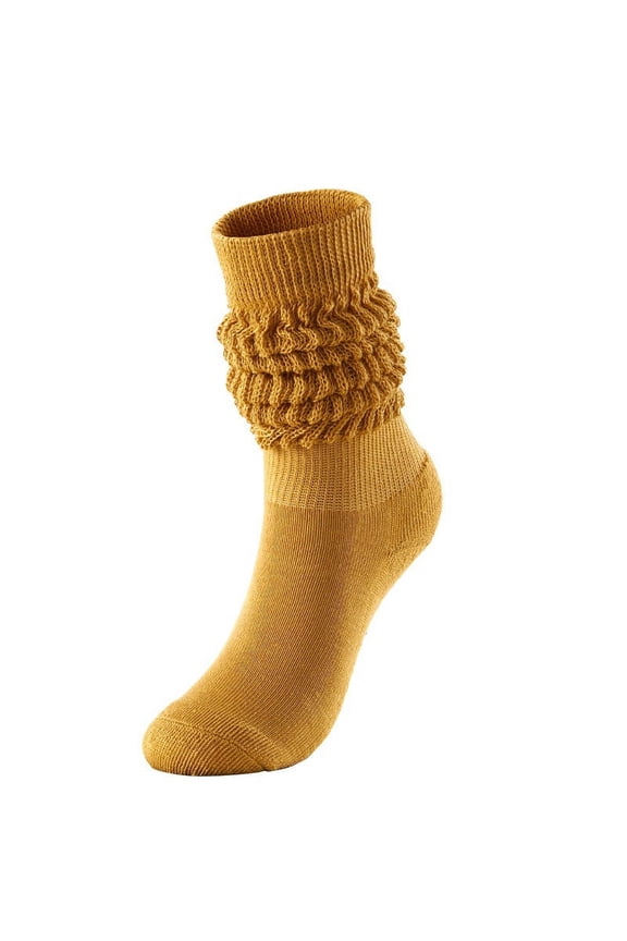 Women's Stacked Socks Mid High Calf Socks with Pulled Wool Detail Fashionable Socks for Women Crew Socks Unique Texture Brown One Size