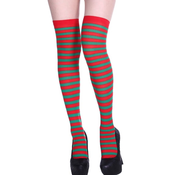 Fgnfyis Women's Striped Knee High Dress Socks for Party Fancy Print Props Red One Size