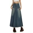 thumbnail image 1 of Fgnfyis Women's Stylish A-line Skirt with Pockets Everyday Leisure Wear Versatile Casual Midi Spring and Summer Washed Denim Skirt Hem Blue XL, 1 of 9