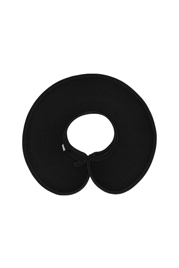 Women's Summer Straw Sun Hat Wide Brim Foldable Roll Up Beach Visor for Outdoor Cycling Black One Size