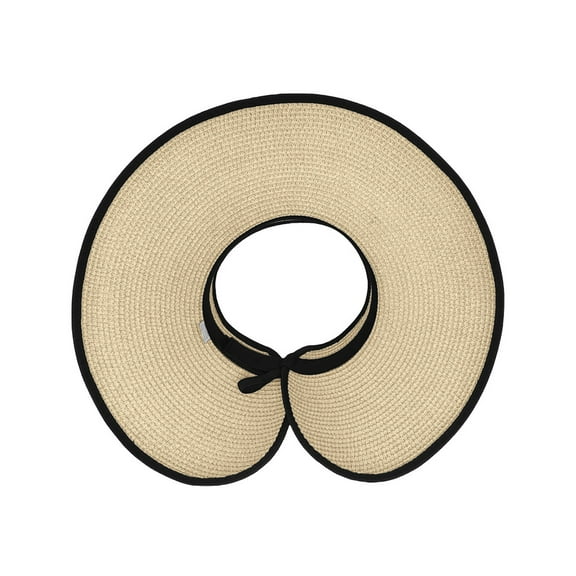 Fgnfyis Women's Summer Straw Sun Hat Wide Brim Foldable Roll Up Beach Visor for Outdoor Cycling Khaki One Size