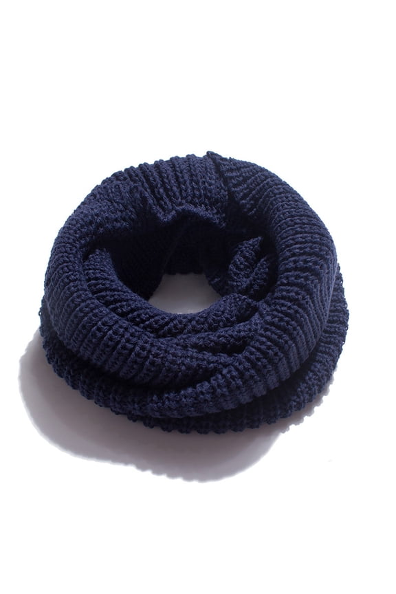 Women's Thick Knit Two Loop Pullover Scarf Winter Warm Cable Neck Gaiter Cozy and Fashionable for Cold Days Navy