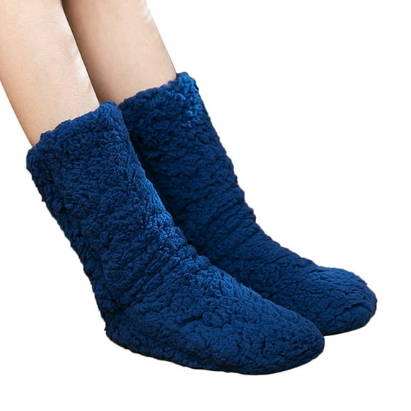 Fgnfyis Women's Thick Super Warm Winter Home Fuzzy Socks Coral Slipper Socks Socks for Women Comfortable and Non- Navy