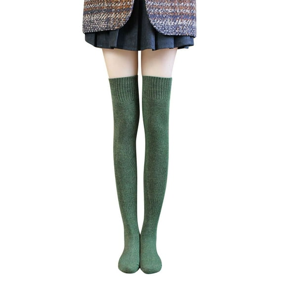 Fgnfyis Women's Thickened Warm Knee Socks Thick Thigh High Tube Stockings Socks for Women with for Cold Weather Army Green