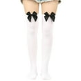 thumbnail image 1 of Fgnfyis Women's Thigh High Socks Bowknot Pure Color Over The Knee Long Socks for Festival Christmas Comfortable and Warm White, 1 of 5