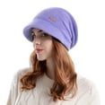 thumbnail image 1 of Fgnfyis Women's Winter Outdoor Warm Hat Wide Brim Earflap Fashion Postpartum Pile Cap Winter Hats for Women Purple, 1 of 4