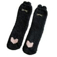 thumbnail image 1 of Fgnfyis Women's Winter Soft Embroidery Fuzzy Socks for Women Thick Warm Cartoon Home Slipper Socks Cat Design Black, 1 of 2