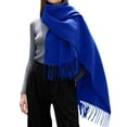 thumbnail image 1 of Fgnfyis Women's Winter Warm Tassel Shawl Scarf Soft Accessory for Cold Weather Dark Blue One Size, 1 of 4