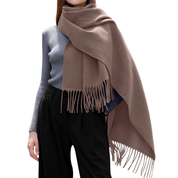 Fgnfyis Women's Winter Warm Tassel Shawl Scarf Soft Accessory for Cold Weather Dark Purple One Size