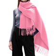 thumbnail image 1 of Fgnfyis Women's Winter Warm Tassel Shawl Scarf Soft Accessory for Cold Weather Pink One Size, 1 of 4
