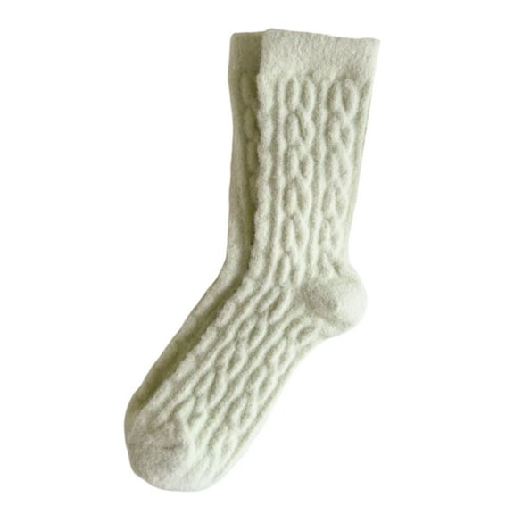 Fgnfyis Women's Wool Socks Winter Warm Socks Thick Knit Wool Soft Casual Crew Socks for Women Comfortable and Cozy Mint Green One Size
