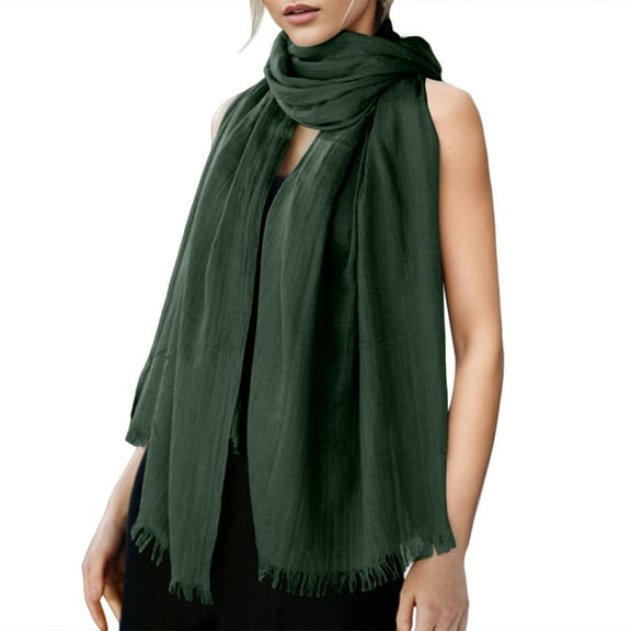 Fgnfyis Womens All Season Solid Color Linen Beach Strip Scarf Fashion Accessory Wrap Shawl Green One Size