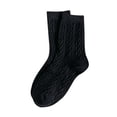thumbnail image 1 of Fgnfyis Womens Autumn Winter Casual and Comfortable Wool Thickened Warm Long Tube Slouch Socks Cable Knit Cozy Socks Black One Size, 1 of 5