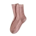 thumbnail image 1 of Fgnfyis Womens Autumn Winter Casual and Comfortable Wool Thickened Warm Long Tube Slouch Socks Cable Knit Cozy Socks Pink One Size, 1 of 5