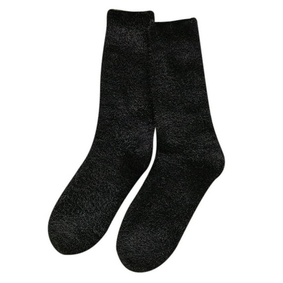 Fgnfyis Womens Autumn Winter Solid Color Velvet Thickened Velvet Home Floor Socks for Women Confinement Sleep Socks Mid Calf Socks Black