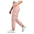 thumbnail image 1 of Fgnfyis Womens Cargo Pants High Waisted Casual Flat Front Pockets Elastic Everyday Comfort Cargo Trousers Women Pants Pink M, 1 of 6