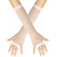 thumbnail image 1 of Fgnfyis Womens Coarse Fishnet Stretchy Long Punk Half Finger Nightclub Carnival Party Cosplay Gloves for Women Accessories White, 1 of 4