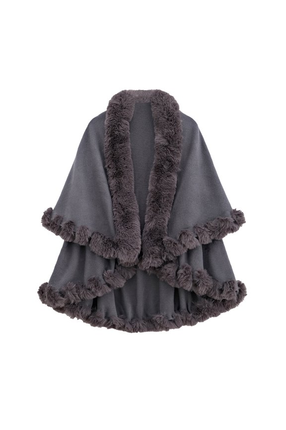 Womens Collar Style Shawl Scarf Wrap Evening Cape for Winter Coat Accessory Grey