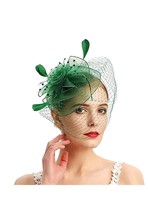 Womens Fascinators Pillbox Flower Hat Tea Party Wedding and Events Elegant and Classic Green