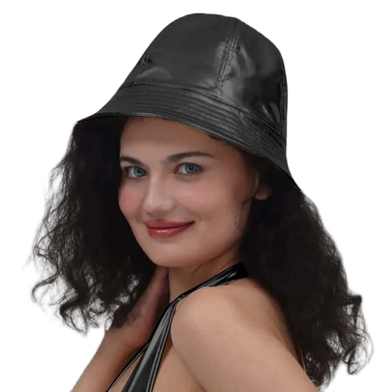 Fgnfyis Womens Hats Gold Foil Coated Reversible Fisherman Versatile Streetwear Fashion Forward Bucket Hats for Women Black One Size